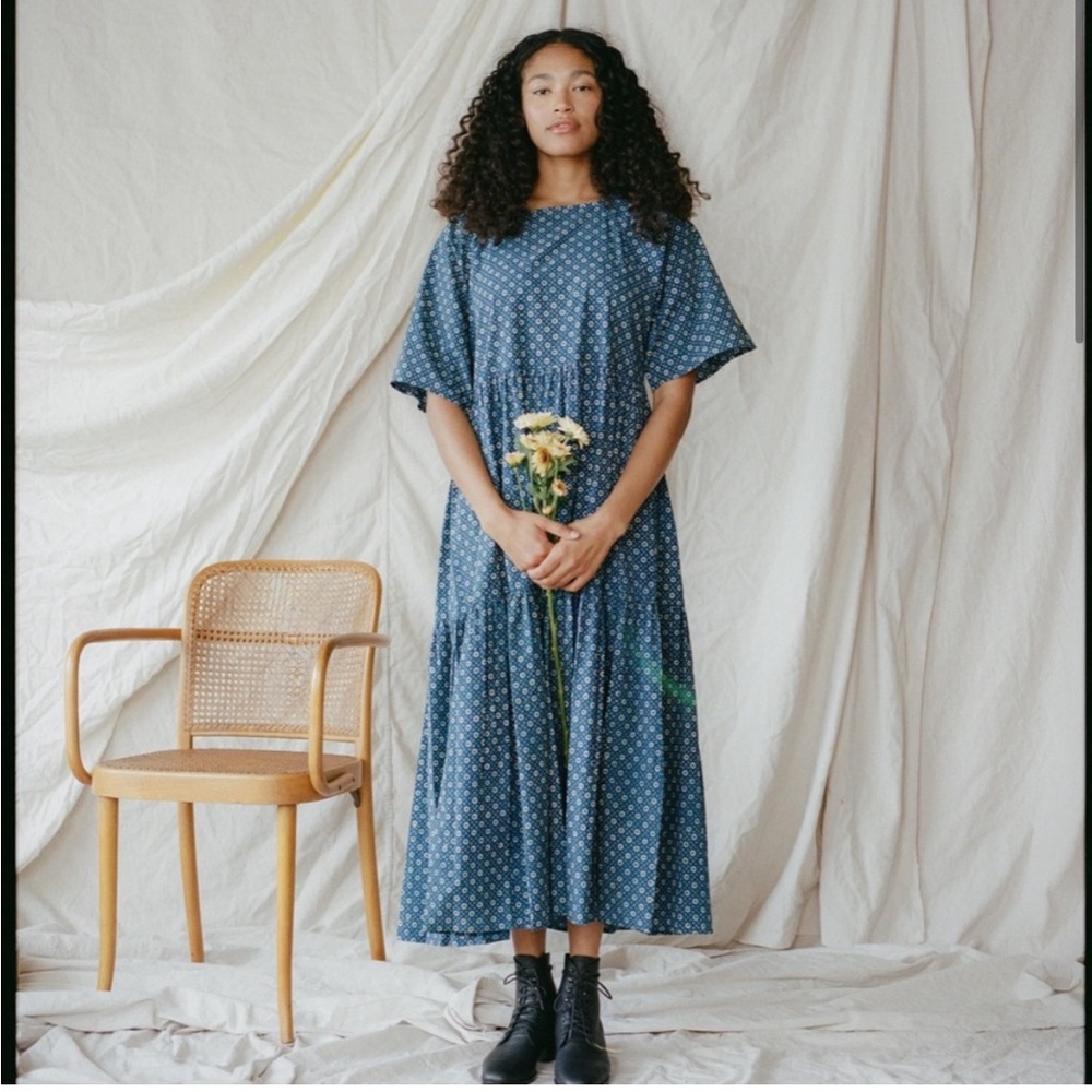 Christy Dawn The Theo Dress in Indigo Petunia Dot